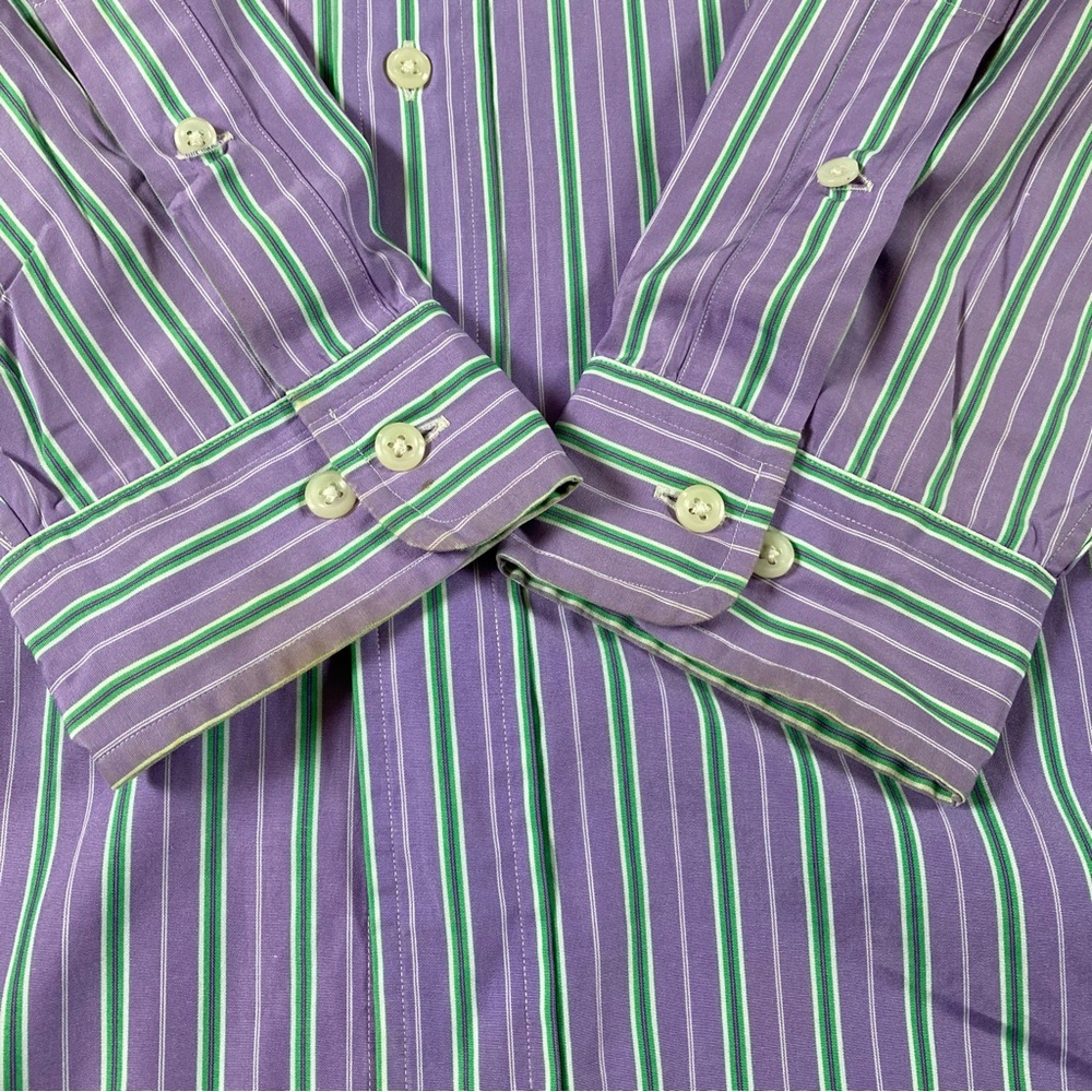 Ralph Lauren Classic Fit Button Up Striped Purple/Green Shirt Size 16.5 Large - Picture 10 of 10